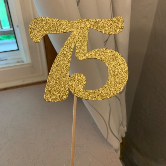 Number 75 Gold Centerpiece Sticks - 75th Birthday Party Decor - Picture 3 of 7